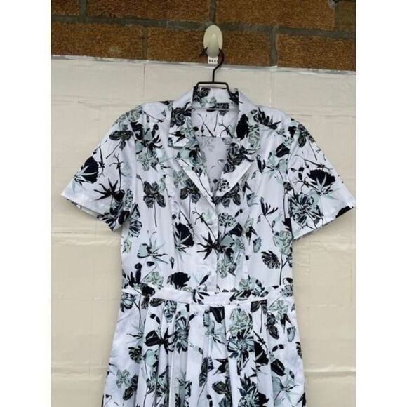 JASON WU COLLECTION Pleated floral-print cotton-poplin dress size 10 - Picture 4 of 12